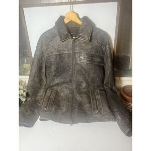 INC INTL Concepts, Black 100% Genuine Leather Moto Jacket Mens Large